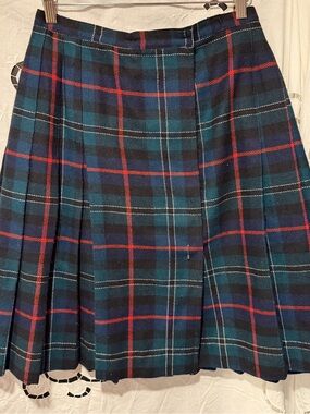 Vintage 80s Ann Stevens Wool Plaid Pleated Skirt Tartan Dark Academia